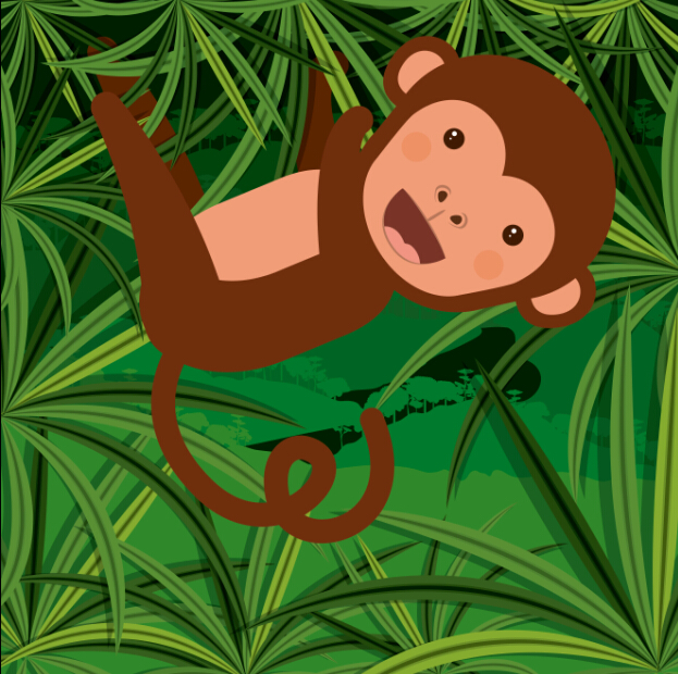 Monkey with green plant vector