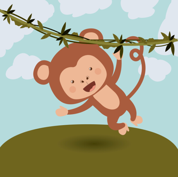 Monkey with vine vector material 02