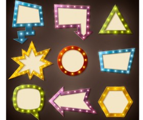 Neon light advertising labels vector 02
