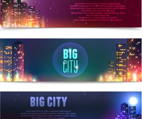 Night city light banners vector 02