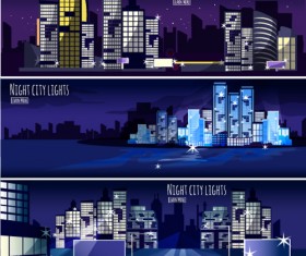Night city light banners vector 03