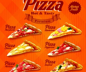 Orange pizza menu vector material