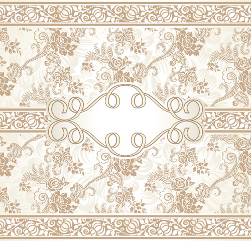 Ornate beige floral vector background