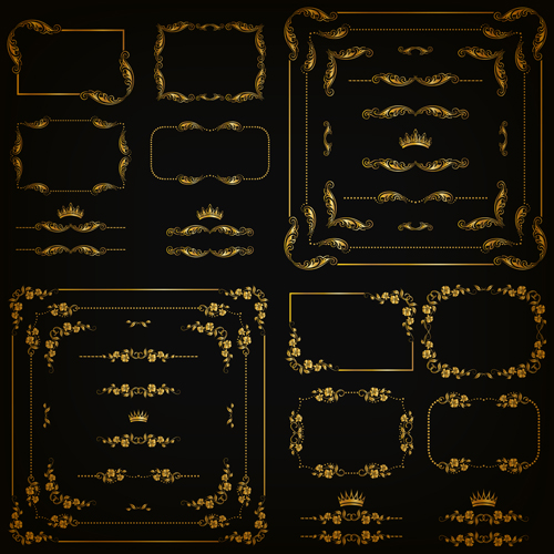 Ornate golden frame with ornaments vector 01