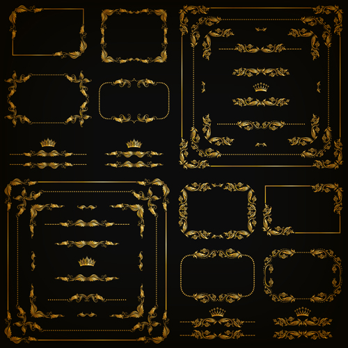 Ornate golden frame with ornaments vector 02