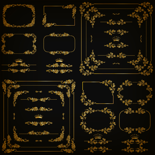 Ornate golden frame with ornaments vector 03