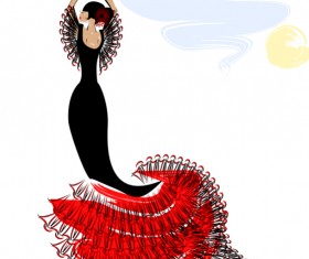 Passionate dancer flamenco women vector 01