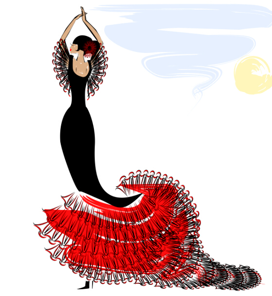Passionate dancer flamenco women vector 01
