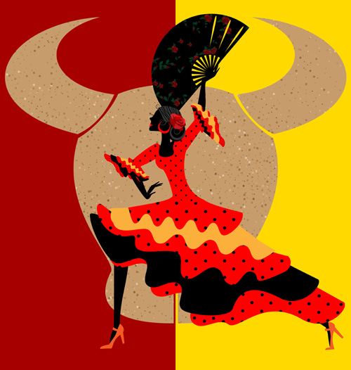 Passionate dancer flamenco women vector 06