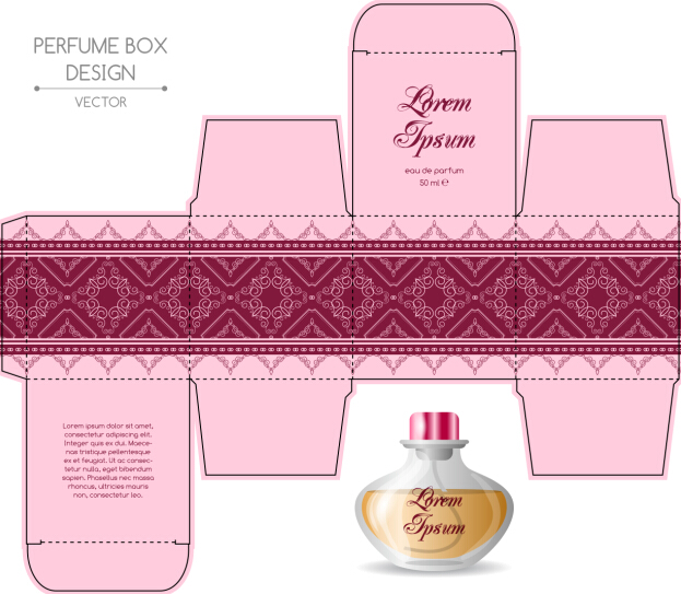 Perfume packging box material vector set 05