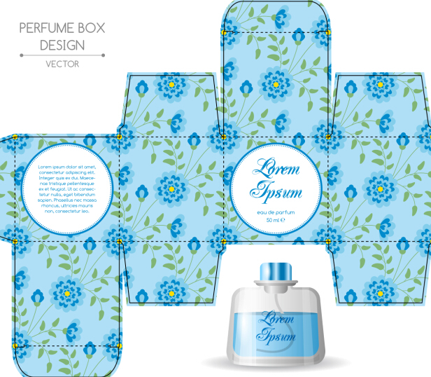 Perfume packging box material vector set 08
