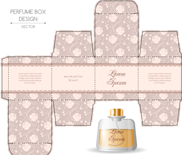 Perfume packging box material vector set 09
