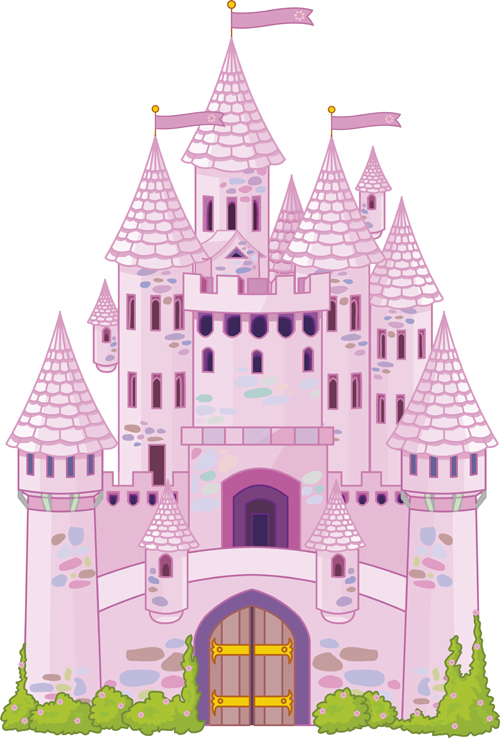 Pink castles vector material