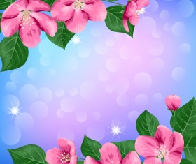 Pink flower spring card vector 03