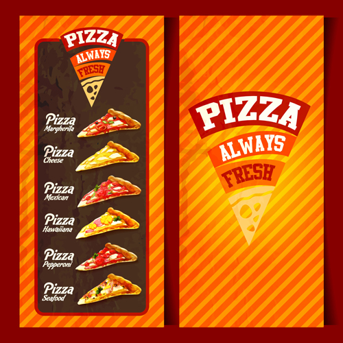 Pizza menu with cover vector graphic
