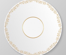 Plates with golden floral ornaments vector 08