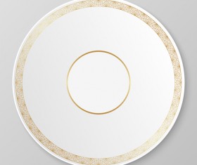 Plates with golden floral ornaments vector 10