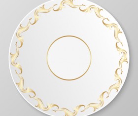 Plates with golden floral ornaments vector 11