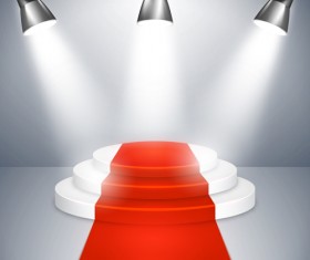 Podium with red carpet and spotlight vectors 01