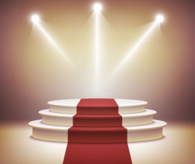 Podium with red carpet and spotlight vectors 02