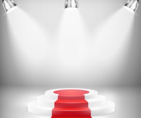 Podium with red carpet and spotlight vectors 03