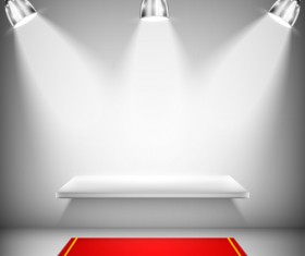 Podium with red carpet and spotlight vectors 05