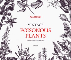 Poisonous plants warning poster vintage vector 02