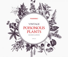 Poisonous plants warning poster vintage vector 05