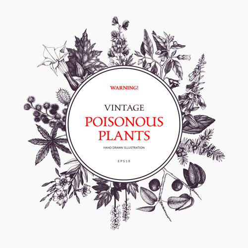 Poisonous plants warning poster vintage vector 05