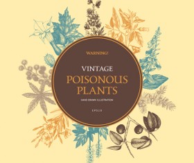 Poisonous plants warning poster vintage vector 06