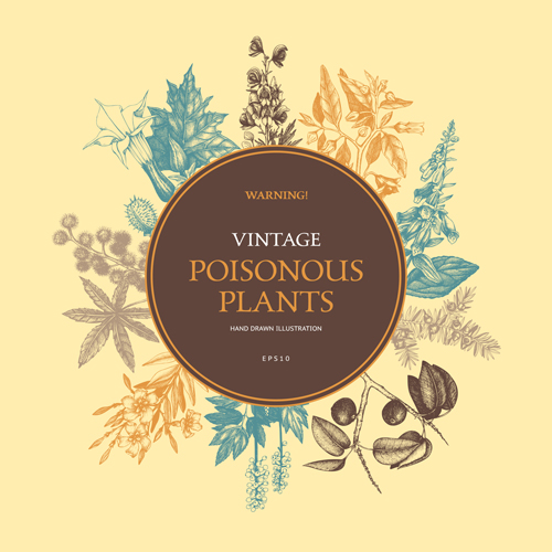 Poisonous plants warning poster vintage vector 06