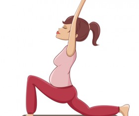 Pregnant girl doing yoga vector 02