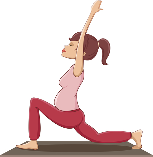 Pregnant girl doing yoga vector 02
