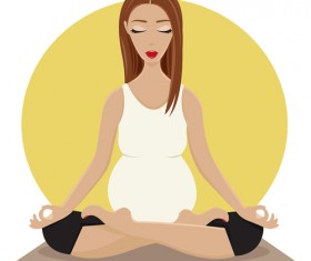 Pregnant girl doing yoga vector 03