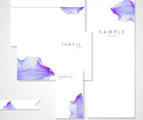 Pruple watercolor flower cards vector 01