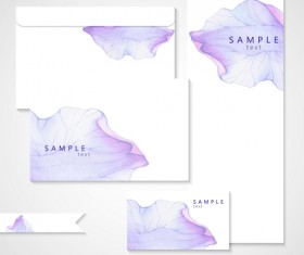 Pruple watercolor flower cards vector 02