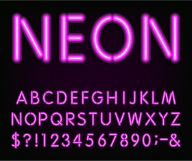 Purple neon light alphabet vector design 02
