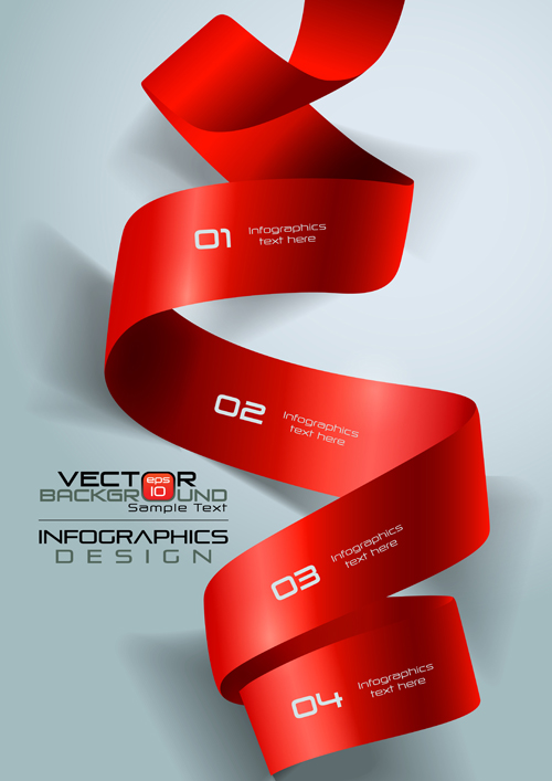 Red Ribbon infographics vector illustration