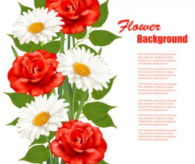Red and white flowers background vectors
