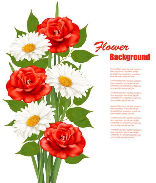 Red and white flowers background vectors