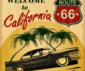 Retro car travel poster vector graphics 03