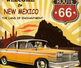 Retro car travel poster vector graphics 09