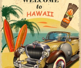 Retro car travel poster vector graphics 10