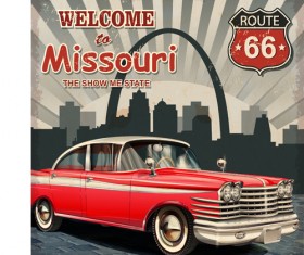 Retro car travel poster vector graphics 11