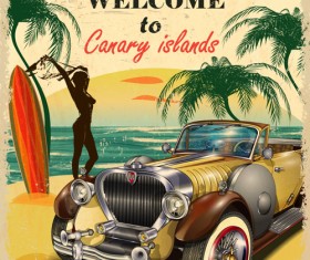 Retro car travel poster vector graphics 13