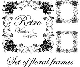 Retro floral decor frame vector