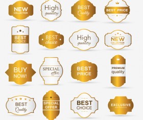 Retro golden labels vectors set 02