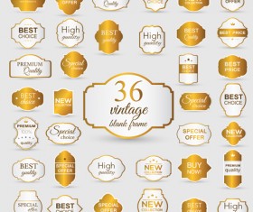 Retro golden labels vectors set 03