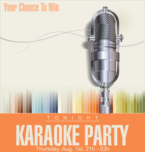 Rock night karaoke party poster vector 01