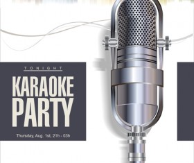 Rock night karaoke party poster vector 02